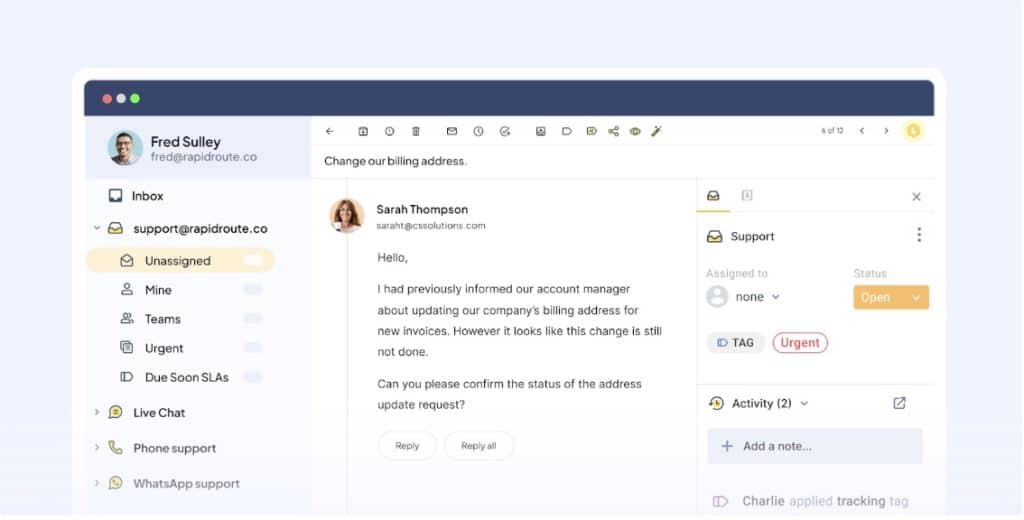 Shared inbox in Hiver